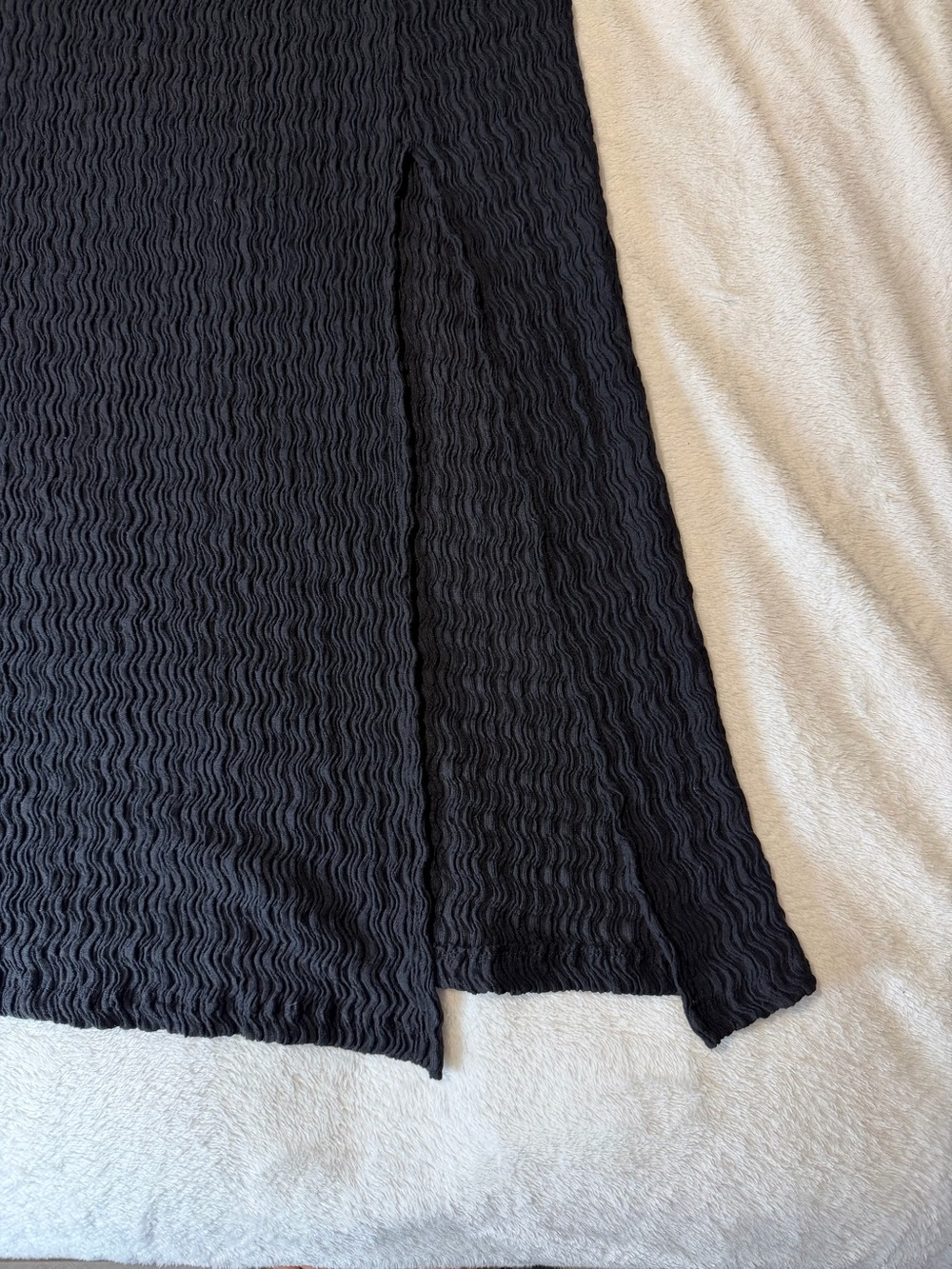 FP Beach Black Textured Maxi Dress Small Smocked Stretch Sleeveless Boho - Picture 4 of 5
